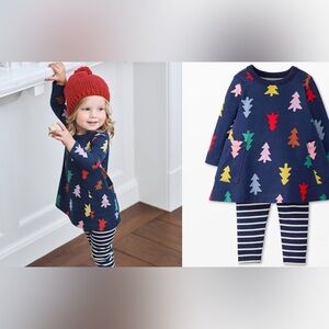 Hanna Andersson Skater Dress with Leggings Set. EUC. 6-12 Months.